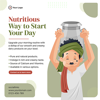 Nutritious dairy milk services banner template