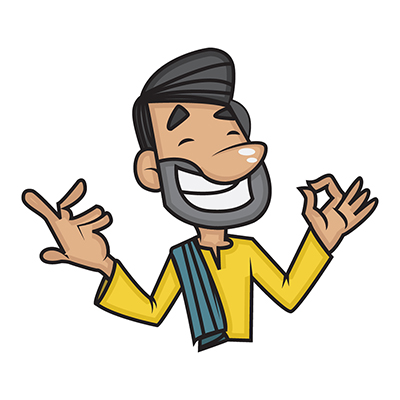 South indian man character happy and showing okay sign