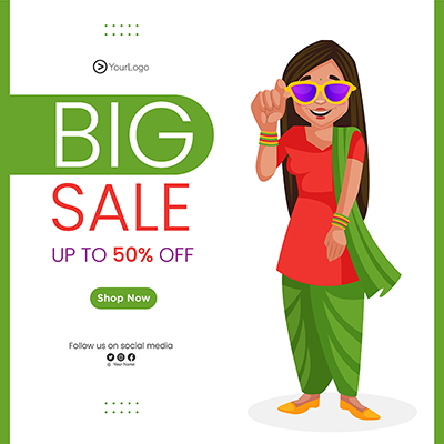 Banner template with the big sale offer poster