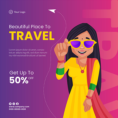 Beautiful place to travel banner template design