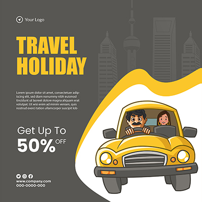 Book holidays with travel agency banner template
