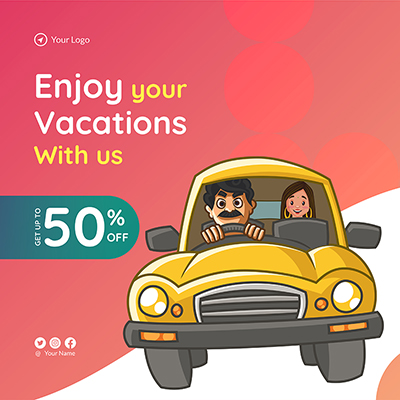 Book vacations with travel agency banner template