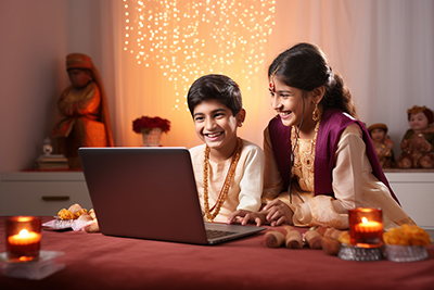 Image of siblings on a raksha bandhan event