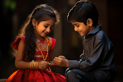 Image of siblings on raksha bandhan festival