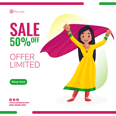 Limited sale offer flat banner template