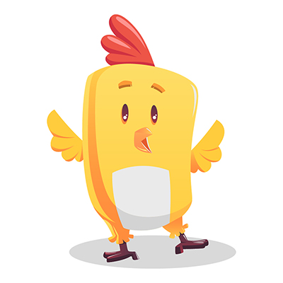 Little chicken character getting shocked