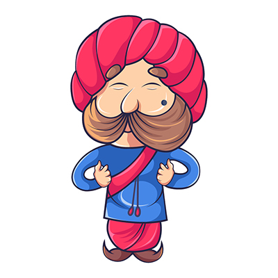 Rajasthani man character with smiling face