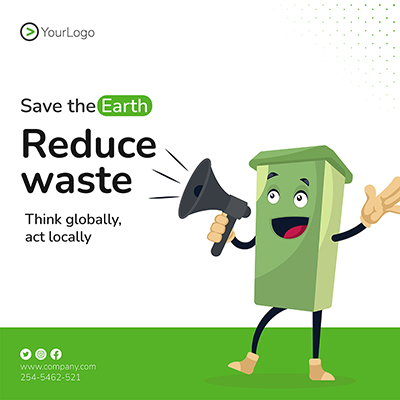 Reduce waste and save earth banner post template