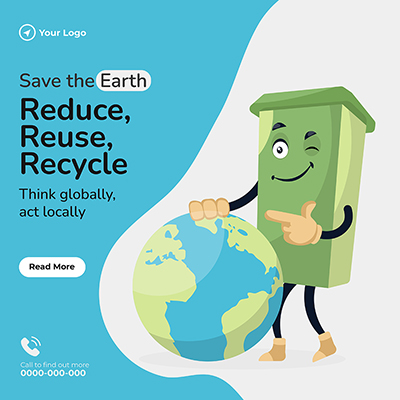Reduce waste and save earth template banner