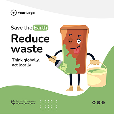 Save earth planet banner template design