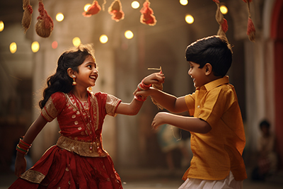 Siblings photo on raksha bandhan event