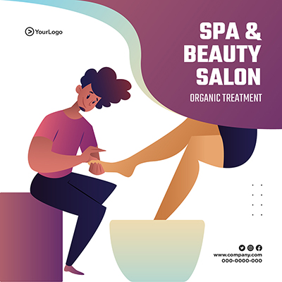 Spa and beauty salon flat banner template