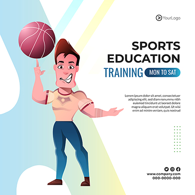 Sports education training banner design template