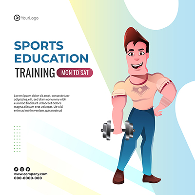 Sports education training flat template banner