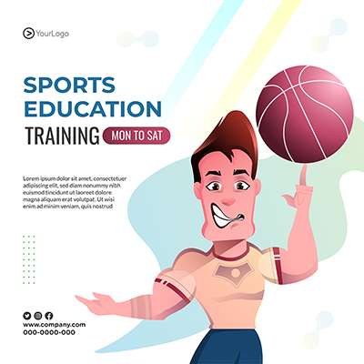 Sports education training on template banner