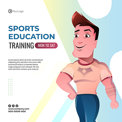Sports education training post on banner template