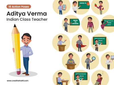 Aditya Verma Indian Class Teacher Vector Bundle