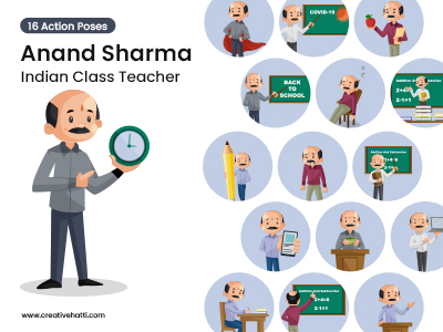 Anand Sharma Indian Class Teacher Vector Bundle