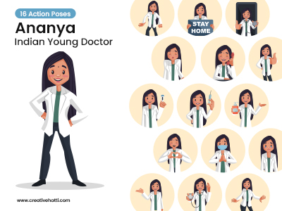 Ananya Young Indian Doctor Vector Bundle