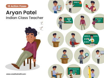 Aryan Patel Indian Class Teacher Vector Bundle