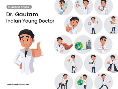 Dr Gautam Indian Young Doctor Vector Bundle