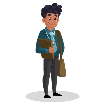 Illustration of indian banker carrying book and bag