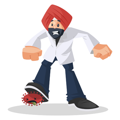 Indian Punjabi doctor is crushing the coronavirus with his feet