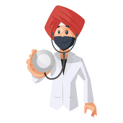 Indian Punjabi doctor is holding a stethoscope