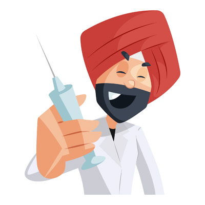 Indian Punjabi doctor is with injection