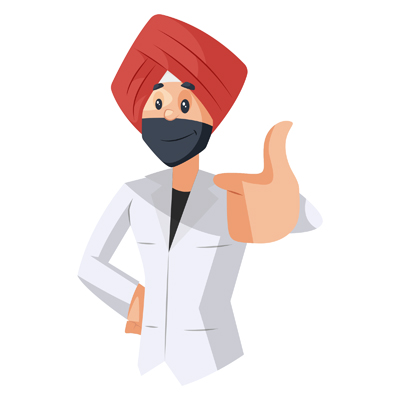 Indian Punjabi doctor with a thumbs up sign
