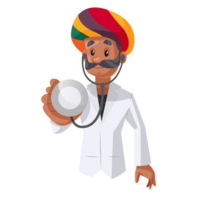 Indian Rajasthani doctor is holding a stethoscope