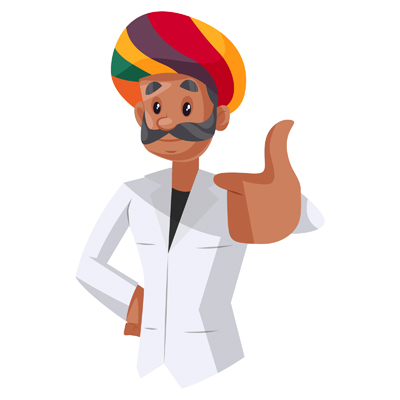 Indian Rajasthani doctor with a thumbs up sign