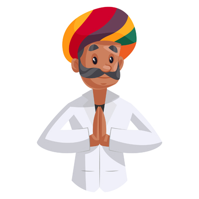 Indian Rajasthani doctor with greet hands