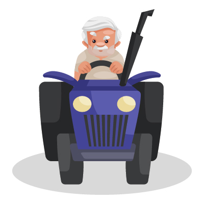 Indian man farmer is driving a tractor