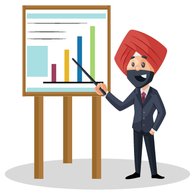 Indian punjabi businessman showing graph chart