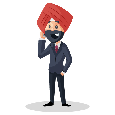 Indian punjabi businessman talking on mobile phone