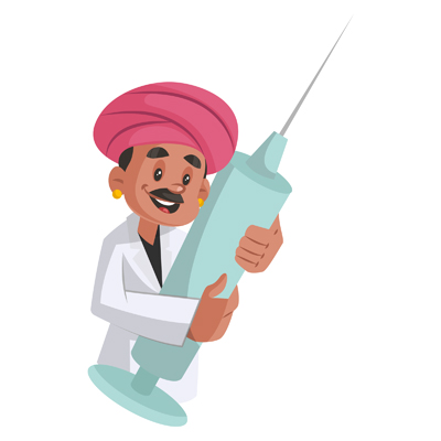 Indian smart doctor is with injection