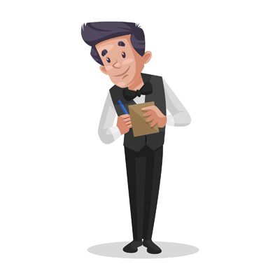 Indian waiter taking order of the customer