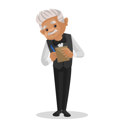 Old indian waiter taking order