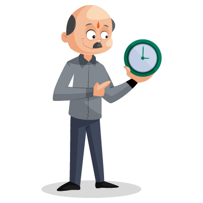 Old male teacher illustration is showing the clock