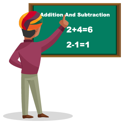 Rajasthani Indian teacher doing subtraction and addition