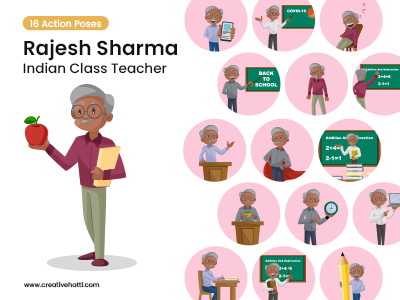 Rajesh Sharma Indian Class Teacher Vector Bundle