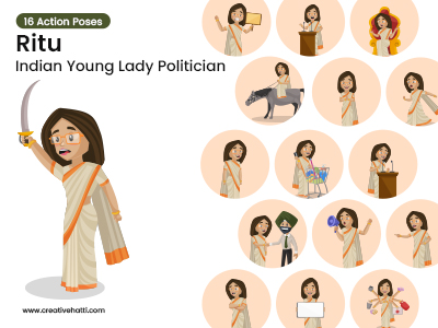 Ritu Indian Young Lady Politician Vector Bundle