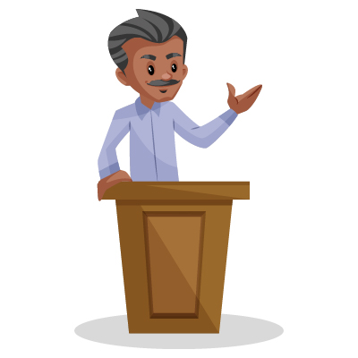 Senior Indian teacher is giving a speech