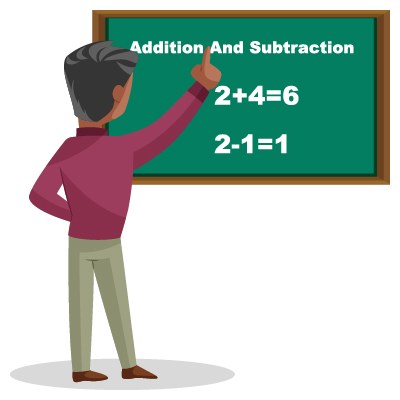 Senior Indian teacher is teaching addition and subtraction