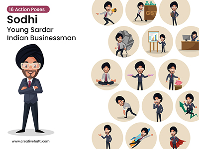 Sodhi Young Indian Sardar Businessman Vector Bundle