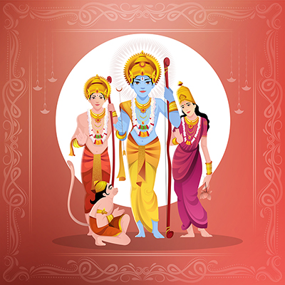 Vector illustration of lord rama with family
