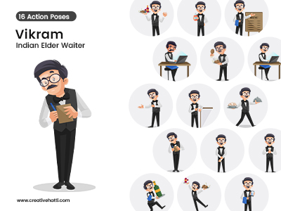 Vikram Indian Elder Waiter Vector Bundle