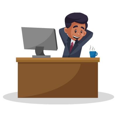 Young indian businessman relaxing on computer desk