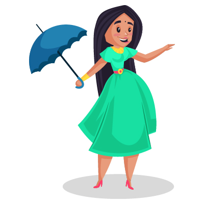 Beautiful female model holding the umbrella in hand